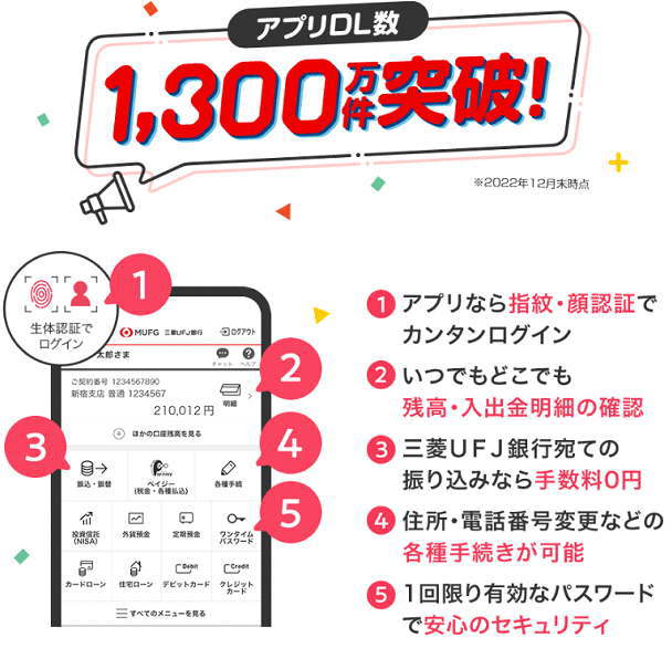 三菱東京UFJダイレクトのスマホアプリ